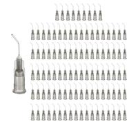 sourcing map 200 Pcs Pre Bent Dispensing Needle Tips, 22 Gauge Stainless Steel 45 Degrees Bent Dispensing Tips 0.5" End Angled Blunt Dispenser Needle with Luer Slip, Black