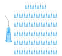 sourcing map 200 Pcs Pre Bent Dispensing Needle Tips, 23 Gauge Stainless Steel 45 Degrees Bent Dispensing Tips 0.5" End Angled Blunt Dispenser Needle with Luer Slip, Blue