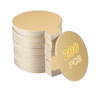 sourcing map 200 Pcs Round Cake Board with Tab, 2.36 Inch Round Cupcake Base Small Cake Plates for Dessert Cupcake Display Parties Weddings Birthdays, Gold Tone