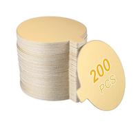 sourcing map 200 Pcs Round Cake Board with Tab, 3.94 Inch Round Cupcake Base Small Cake Plates for Dessert Cupcake Display Parties Weddings Birthdays, Gold Tone