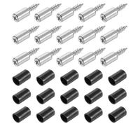sourcing map 200 Pcs Self-Tapping Screws, Shelf Support Pegs with Non-Slip Sleeve Support Cabinet Shelf Pins Shelf Pegs Self Drilling Screws for Kitchen Cabinets Bookcases Closet, Black