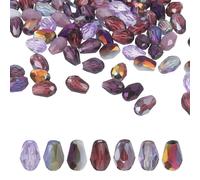 sourcing map 200 PCS Teardrop Crystal Glass Beads, 4x6mm Faceted Shape Crystal AB for Necklace Bracelet Earrings DIY Jewelry Crafts Making Supplies, Purple