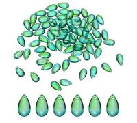 sourcing map 200 Pcs Teardrop Crystal Glass Beads, 8x14mm Teardrop Glass Charm Pendants Water Drop Beads Top Drilled for Jewelry Making DIY Craft Bracelets Necklace, Lake Blue Green