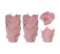 sourcing map 200 Pcs Tulip Baking Cups Cupcake Muffins Liners Paper Greaseproof Wrappers for Wedding Birthday Party Festivals Christmas, Pink