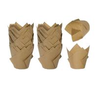 sourcing map 200 Pcs Tulip Baking Cups Cupcake Muffins Liners Paper Greaseproof Wrappers for Wedding Birthday Party Festivals Christmas, Brown