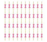 sourcing map 200 Pcs Twist Tie Bows, 3.15" Mini Bows Twisty Ties with Small Cute Dots Satin Ribbon for Lollipop DIY Crafts Baked Food Treat Bag Package, Pink