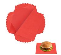 sourcing map 200 Pcs Wax Paper Sheets for Food, 7 x 7 Inch Greaseproof Wrapping Paper Sheets, Square Food Basket Liners for Sandwich Hamburger Bread, Red
