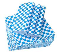 sourcing map 200 Pcs Wax Paper Sheets for Food, 8.7 x 8.7 Inch Wrapping Paper Sheets, Pack Checkered Food Basket Liners, Grease Resistant Sandwich Baking Paper, Blue