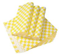 sourcing map 200 Pcs Wax Paper Sheets for Food, 8.7 x 8.7 Inch Wrapping Paper Sheets, Pack Checkered Food Basket Liners, Grease Resistant Sandwich Baking Paper, Yellow