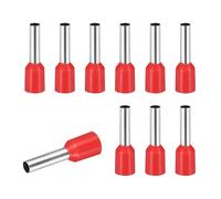 sourcing map 200 Pcs Wire Ferrule Connectors VE2510-14AWG Crimp Copper Ferrules Terminals Connector Insulated Cord End Terminal for Electrical Projects Industrial Chemical Industry, Red
