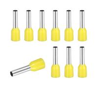 sourcing map 200 Pcs Wire Ferrule Connectors VE2510-14AWG Crimp Copper Ferrules Terminals Connector Insulated Cord End Terminal for Electrical Projects Industrial Chemical Industry, Yellow