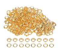 sourcing map 200 Set Color Round Grommets 10mm 7/16" Hole Metal Eyelets with Washers for Scrapbooking Shoes Clothes Leather Canvas, Gold Tone