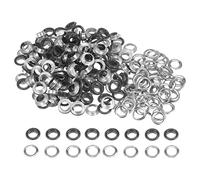 sourcing map 200 Set Color Round Grommets 10mm 7/16" Hole Metal Eyelets with Washers for Scrapbooking Shoes Clothes Leather Canvas, Black