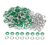 sourcing map 200 Set Color Round Grommets 10mm 7/16" Hole Metal Eyelets with Washers for Scrapbooking Shoes Clothes Leather Canvas, Green