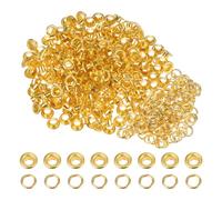 sourcing map 200 Set Color Round Grommets 5mm 3/16" Hole Metal Eyelets with Washers for Scrapbooking Shoes Clothes Leather Canvas, Gold Tone