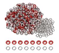 sourcing map 200 Set Color Round Grommets 5mm 3/16" Hole Metal Eyelets with Washers for Scrapbooking Shoes Clothes Leather Canvas, Red