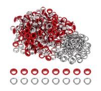 sourcing map 200 Set Color Round Grommets 6mm 1/4" Hole Metal Eyelets with Washers for Scrapbooking Shoes Clothes Leather Canvas, Red