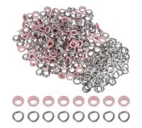 sourcing map 200 Set Color Round Grommets 6mm 1/4" Hole Metal Eyelets with Washers for Scrapbooking Shoes Clothes Leather Canvas, Pink