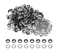 sourcing map 200 Set Color Round Grommets 6mm 1/4" Hole Metal Eyelets with Washers for Scrapbooking Shoes Clothes Leather Canvas, Black