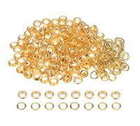 sourcing map 200 Set Color Round Grommets 8mm 1/3" Hole Metal Eyelets with Washers for Scrapbooking Shoes Clothes Leather Canvas, Gold Tone