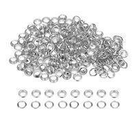 sourcing map 200 Set Color Round Grommets 8mm 1/3" Hole Metal Eyelets with Washers for Scrapbooking Shoes Clothes Leather Canvas, Silver Tone