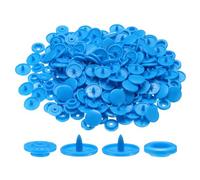 sourcing map 200 Set Plastic Snaps T5 Round Resin No-Sew Button Plastic Snap Fasteners Kit for Clothing Sewing Rain Coat Diapers Bibs Crafting, Blue
