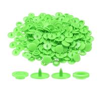 sourcing map 200 Set Plastic Snaps T5 Round Resin No-Sew Button Plastic Snap Fasteners Kit for Clothing Sewing Rain Coat Diapers Bibs Crafting, Bright Green