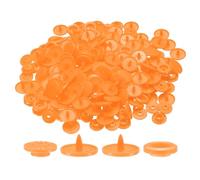 sourcing map 200 Set Plastic Snaps T5 Round Resin No-Sew Button Plastic Snap Fasteners Kit for Clothing Sewing Rain Coat Diapers Bibs Crafting, Orange