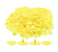 sourcing map 200 Set Plastic Snaps T5 Round Resin No-Sew Button Plastic Snap Fasteners Kit for Clothing Sewing Rain Coat Diapers Bibs Crafting, Yellow