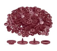 sourcing map 200 Set Plastic Snaps T5 Round Resin No-Sew Button Plastic Snap Fasteners Kit for Clothing Sewing Rain Coat Diapers Bibs Crafting, Deep Red
