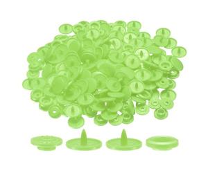 sourcing map 200 Set Plastic Snaps T5 Round Resin No-Sew Button Plastic Snap Fasteners Kit for Clothing Sewing Rain Coat Diapers Bibs Crafting, Green