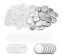 sourcing map 200 Sets 32mm 1.26 Inch Blank Pin Back Button Parts Sewing Buttons Round Metal Cover Plastic Button Back Clear Film for Button Maker Machine