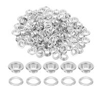 sourcing map 200 Sets Grommets Eyelets, 5.5mm Brass Self Backing Eyelets Metal Eyelet with Washers for Belts, Shoes, Clothes, Bead Cores, DIY Project, Silver Tone
