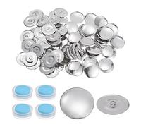 sourcing map 200 Sets Self Cover Button Kit 60L 1.5" 38mm with Wire Backs Aluminum Buttons to Cover Fabric Button Maker Covered Buttons Kit with 4 Tools for DIY Cloth Home Decor Sewing