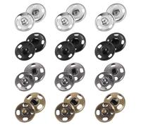 sourcing map 200 Sets Sewing Snap Buttons, 12mm Press Buttons Metal Snap Fasteners for Clothes DIY Crafts, Silver/Black/Bronze/Iron Grey