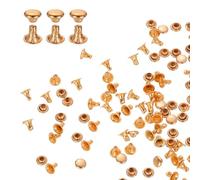 sourcing map 200 Sets Single Cap Rivets 3mm Carbon Steel Round Head Snaps Studs Fasteners Tubular Metal Studs for Leather Craft Repairs Decoration, Gold