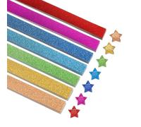 sourcing map 200 Sheets Origami Paper Glitter Stars Papers Mixed Color Fold Paper for Beginner Arts Crafts Projects,0.4 x 8.7 Inch