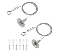 sourcing map 200 x 1.5mm Adjustable Hanging Wires Kit, Heavy Duty Stainless Steel Wire Rope with Single Hooks for Picture Photo Light LED Screen Curtain Billboards DIY Mounting Clamp Pack of 2