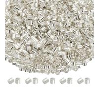 sourcing map 2000 Pcs Tube Crimp Beads, 2.5x2.5mm Copper Crimp Beads End Stopper Bead Tiny Loose Spacer Bead for Earrings Necklaces Bracelets Pendant DIY Crafts, Silver