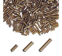 sourcing map 2000pcs Glass Bugle Beads 4/6/9mm Long Tube Cylinder Beads for Embroidery Sewing on Fabric Felt Ornaments Jewelry Plants Making, Bronze