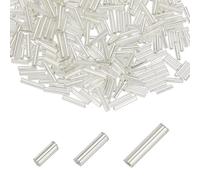 sourcing map 2000pcs Glass Bugle Beads 4/6/9mm Long Tube Cylinder Beads for Embroidery Sewing on Fabric Felt Ornaments Jewelry Plants Making, Silver
