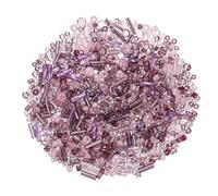 sourcing map 2000Pcs Mixed Glass Beads, 2-4 mm Mini Tube Bugle Loose Crafts Beads with Hole, Bulk Spacer Bead for DIY Craft Making, Dark Red