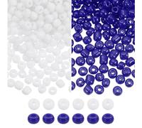 sourcing map 2000Pcs Tiny Glass Beads 6/0 4mm Loose Mini Round Small Beads Bulk for Necklaces Bracelet Earring Rings Jewelry Making, Dark Blue/White