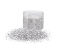 sourcing map 200g Crushed Glass Chips 1-3mm Shiny Electroplating Irregular Broken Sprinkles Chunky Glass for Crafts DIY Resin Art Decoration Vase Filler, Silver Tone