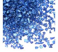 sourcing map 200g Crushed Glass Chips 2-4mm Shiny Electroplating Irregular Broken Sprinkles Chunky Glass for Crafts DIY Resin Art Decoration Vase Filler, Navy Blue