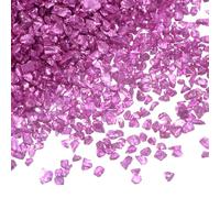 sourcing map 200g Crushed Glass Chips 2-4mm Shiny Electroplating Irregular Broken Sprinkles Chunky Glass for Crafts DIY Resin Art Decoration Vase Filler, Dark Pink