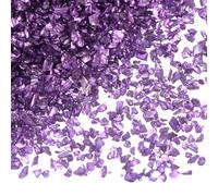 sourcing map 200g Crushed Glass Chips 2-4mm Shiny Electroplating Irregular Broken Sprinkles Chunky Glass for Crafts DIY Resin Art Decoration Vase Filler, Light Purple