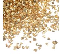 sourcing map 200g Crushed Glass Chips 2-4mm Shiny Electroplating Irregular Broken Sprinkles Chunky Glass for Crafts DIY Resin Art Decoration Vase Filler, Gold Tone
