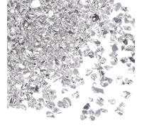 sourcing map 200g Crushed Glass Chips 2-4mm Shiny Electroplating Irregular Broken Sprinkles Chunky Glass for Crafts DIY Resin Art Decoration Vase Filler, Silver Tone