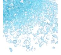 sourcing map 200g Crushed Glass Chips 2-4mm Shiny Electroplating Irregular Broken Sprinkles Chunky Glass for Crafts DIY Resin Art Decoration Vase Filler, Sky Blue
